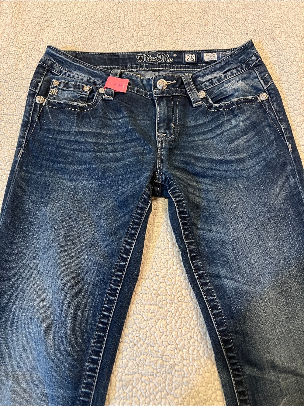 Miss Me Medium Dark Blue Skinny Jeans with Fading